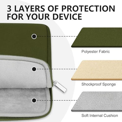 Laptop Sleeve Bag Compatible with 15 to 16 inches MacBook HP Dell Asus Acer Protective Case with Front Pocket Padded Computer Pouch Cover Protective for 15” to 16” Laptop, Green - color: Army Green, size: 15/16 inches