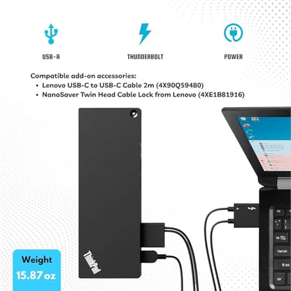 40B00135US Lenovo Docking Station Thunderbolt 4 Dock - Thinkpad Docking Station USB C with 135W, HDMI, DisplayPort & USB-C to C Cables (Renewed)