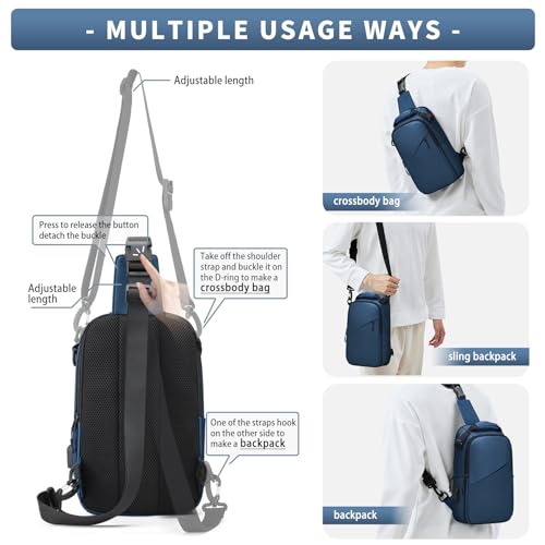 Messenger bag for Men,Small Sling Crossbody Backpack Shoulder Bag for Men Women,canvas Strap Backpack Sling Bag - color: B1-blue