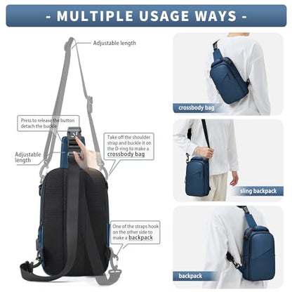 Messenger bag for Men,Small Sling Crossbody Backpack Shoulder Bag for Men Women,canvas Strap Backpack Sling Bag - color: B1-blue