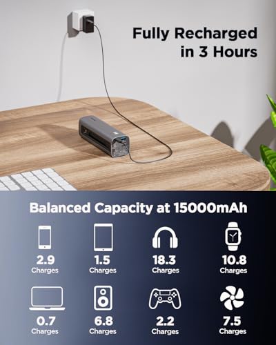 GENDOME Portable Phone Charger, 15000mAh Portable Power Bank LiFePO4 Battery, QC3.0 & PD3.0 22.5W USB-C in&Out Fast Charging for Phone, Headphone, Watches, Tablet, Travel Essential Backup Battery - style: Micro30pro