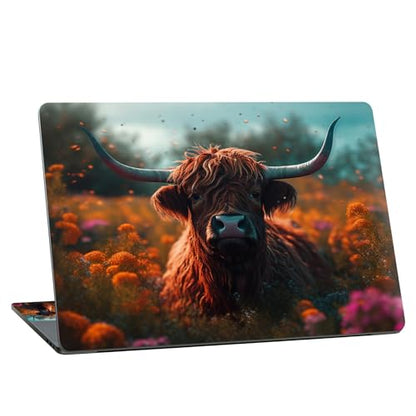 Universal Laptop Skin Sticker with 2 Wrist Pad Skins, Waterproof Scratch Resistant Vinyl Laptop Cover Decal, Cut to Fit for 11–15.6 Inch MacBook HP Dell Lenovo, Highland Cow - color: Highland Cow