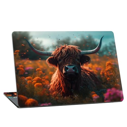 Universal Laptop Skin Sticker with 2 Wrist Pad Skins, Waterproof Scratch Resistant Vinyl Laptop Cover Decal, Cut to Fit for 11–15.6 Inch MacBook HP Dell Lenovo, Highland Cow - color: Highland Cow