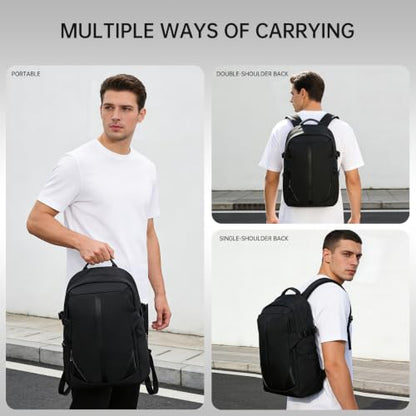 Laptop Backpack for Men, Business Backpack with USB Charging for 15.6 Inch Computer Bag, 30L Black Lightweight Anti-theft Water-Resistant Backpack, Suitable Business Work College Travel