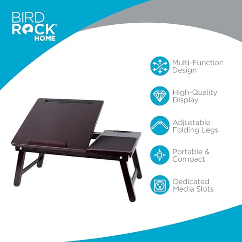 Sofia + Sam Laptop Bed Tray w/Storage Drawer| Adjustable Folding Legs & Mouse Pad | Portable Computer Desk - Laptops Up to 15" - Tablet Up to 9.6" | WFH, Wooden Study Table - Couch & Bed | Espresso
