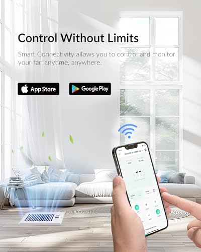 Howeall Super Quiet Register Booster Fan for 6" x 10" Register Holes, Smart Register Vent with Dual Intelligent Thermostat and WIFI App Control, Heating Cooling AC Vent Fan (White) - color: Snow-white, size: 6" x 10"
