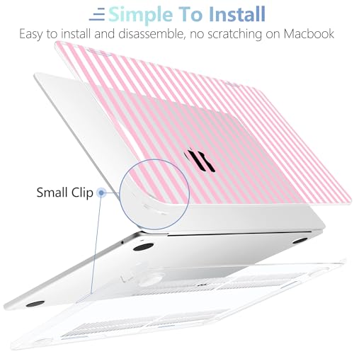 MEEgoodo Case for M5/M4/M3/M2 MacBook Air 15 inch Case 2026 2025 2024 2023, Laptop Shell Fit Model (A3448/A3241/A3114/A2941) for MacBook Air 15.3-inch, Pink Stripes - color: Pink Stripes