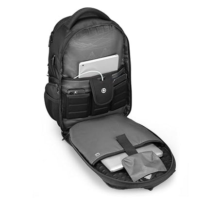Swissdigital Design TSA Business Laptop Backpack for Men, Large Capacity Travel Backpack with Apple Find My Network and USB Charging Port Tech Backpacks Fits 17 Inch Computer Black| SD1643FB-01 - color: Black 17inch