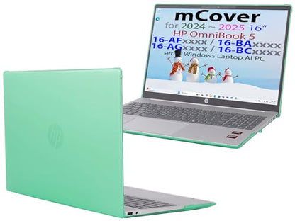 mCover Case ONLY Compatible for 16” 2024+ HP OmniBook 5 16-AF / 16-AG / 16-BAxxxx / 16-BCxxxx and Pavilion 16-AF / 16-AG0000 Series Windows AI Notebook PC (NOT Fitting Other HP Models)- Green - color: Green