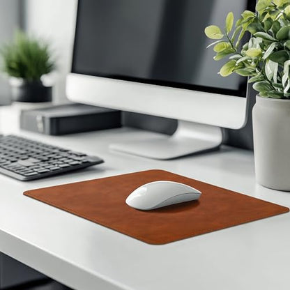 Mouse Pad, PU Mouse Pad，Leather Mouse Pad with Stitched Edge Micro-Fiber Base with Non-Slip Waterproof，Mouse Pad for Computers，Laptop, 8x11Inch (Caramel Brown) - color: Caramel Brown, size: 8L x 11W inches