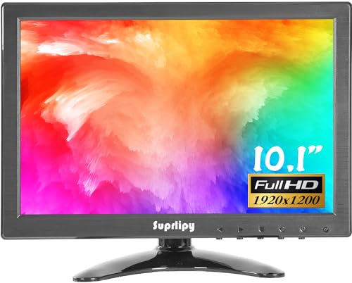 10 inch FHD Small IPS Monitor LCD Display Screen 1920x1200 60Hz 16:10 with BNC VGA AV Input Built-in Lounspeakers for CCTV Security Camera DVR PC STB Game Console - color: 10 Inch 1920x1200