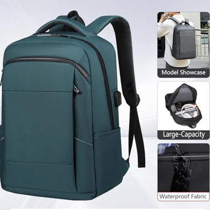 Business Trave Laptop Backpack Lightweight Anti-Theft Backpack with USB Charging Port Waterproof Computer Bag Casual Daypack - color: Gray