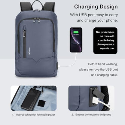 Boardingblue Business Smart Backpack Waterproof fit 15.6 Inch Laptop Backpack with USB Charging Port,Travel Durable Backpack (Gray) - color: Gray