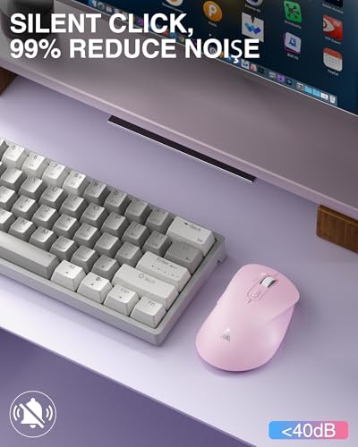 SOLAKAKA SM66 Pink Silent Dual Mode 2.4GHz Wireless Mouse, Adjustable 4200 DPI,Rechargeable Wireless Computer Mouse for PC Mac Laptop, Desktop - color: pink