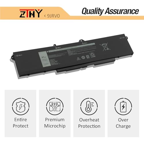 9JRV0 Battery Replacement for Dell Latitude 5521 5531 Precision 3561 3571 | 3581 3591 Alienware m17 R5 AMD/ Alienware m18 R1 R2/ Alienware m18 R1 AMD Laptop Series 0P3TJ 05RGW 53XP7 11.4V 97Wh 8071mAh - size: 13.78*3.50*0.32 inch 9JRV0