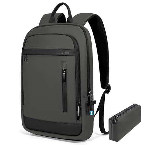 Business Backpack for Men Lightweight Commute Laptop Backpack Anti-Theft Water Resistant Backpack for 17.3 Inch Computer for Daily Office Work with Small Bag (Grey, 17.3") - color: Grey, size: 17.3", style: Classic
