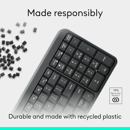 Logitech K250 Compact Bluetooth Wireless Keyboard with Numpad - Graphite | Bluetooth connectivity only, no USB receiver, compact design, spill-resistant, comfortable keys, Windows MacOS compatible - color: Graphite, style: Keyboard