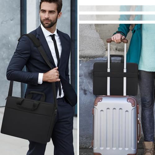 TECOOL 14 Inch Laptop Bag, Waterproof Laptop Case Sleeve Messenger Bag | Briefcase Carrying Case with Shoulder Strap for 14 Inch Lenovo HP Dell Acer ASUS Notebook, MacBook Air 15,Black - color: Black, size: 14-15 Inch