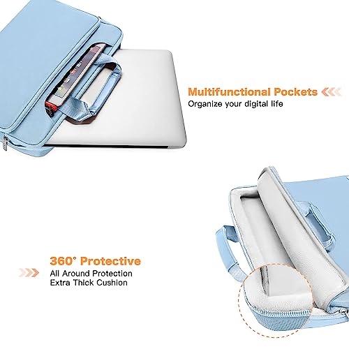 MOSISO 360 Protective Laptop Bag 15.6 inch, 15-16 inch Computer Bag | Compatible with MacBook Air 15 inch/Pro 16 inch, HP,Dell,Lenovo,Asus, Laptop Carrying Case with Strap&Handl, Airy Blue - color: Airy Blue, size: 16 inch