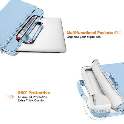MOSISO 360 Protective Laptop Bag 15.6 inch, 15-16 inch Computer Bag | Compatible with MacBook Air 15 inch/Pro 16 inch, HP,Dell,Lenovo,Asus, Laptop Carrying Case with Strap&Handl, Airy Blue - color: Airy Blue, size: 16 inch