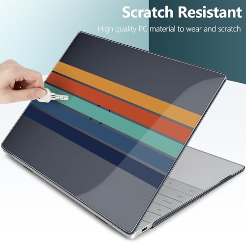 Batianda Retro Stripes Case for Dell XPS 13 Laptop 2024 2025 | Fits Model 9340/9345/9350 13.4" Display, Lightweight Slim Hard Shell Protection for Men, Women, and Students - color: Stripe