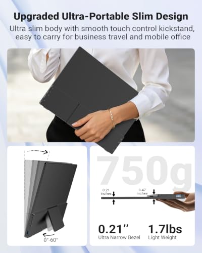 MINIX 16 inch Portable Monitor Touchscreen FHD 1200P IPS Display Travel Monitor with Stand/Speaker, Low Blue Light Screen, USB-C HDMI Touch Screen Extended Monitor for Laptop MacBook PC Xbox PS4/5 - size: 16 inch