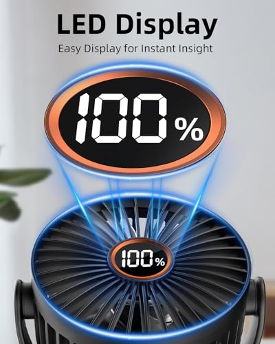 buywoo Portable Mini Personal Fan, Small Rechargeable Battery Powered Stroller Fan for Desk, Strong Clamp Grip, 360° Rotation, 3-Speed, LED Display, Clip On Cooler for Bed, Golf Cart, Office, Black - color: Black