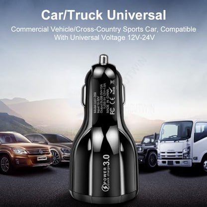 Car Charger Adapter, 5 Port QC3.0 Fast Charging Car Cigarette Lighter USB Charger, Compatible with iPhone, Android, Samsung, iPad Pro, and More (Black)