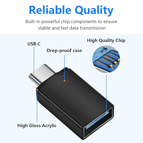 10 Pack USB C to USB3.0 Adapter, Type C Male to USB Female Adapter for Smartphone, PC, Laptop, Tablet, Keyboard