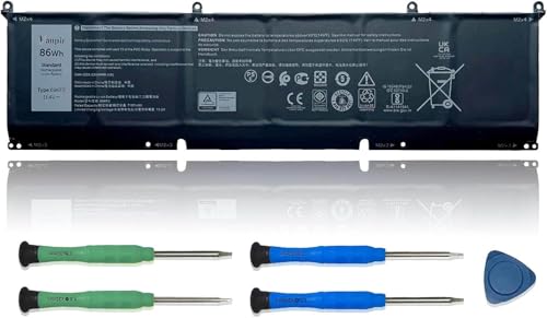 69KF2 Laptop Battery Replacement for Dell XPS 15 9500 9510 9520 Precision 5550 5560 5570 Alienware M15 M17 R3 R4 G15 Inspiron 7510 7610 P87F P91F Series 70N2F M59JH 8FCTC 11.4V 86Wh 7167mAh - size: 11.4*3.3*0.26 inch 69KF2