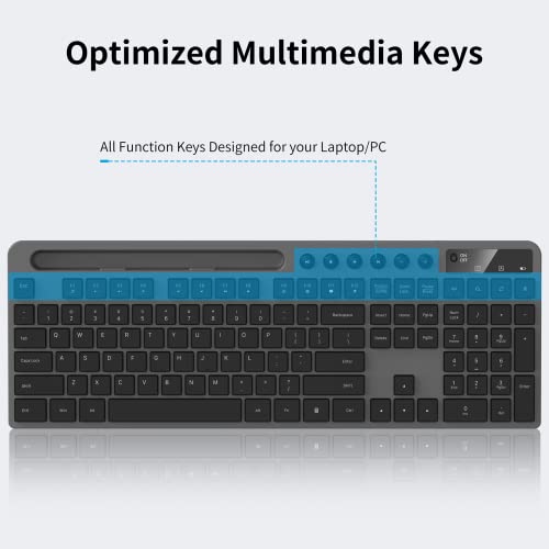 Wireless Keyboard and Mouse Combo, MARVO 2.4G Ergonomic Wireless Computer Keyboard with Phone Tablet Holder, Silent Mouse with 6 Button, Compatible with MacBook, Windows (Grey) - color: Grey