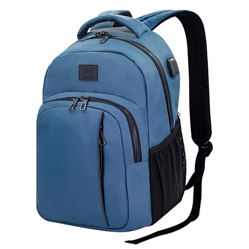 WOLT Laptop Backpack for Men Women for 15.6 Inch and 17 Inch Notebook, Travel Backpack Carry On Flight Approved with Computer Compartment, College Bookbag with USB Charging Port (Blue) - color: Blue