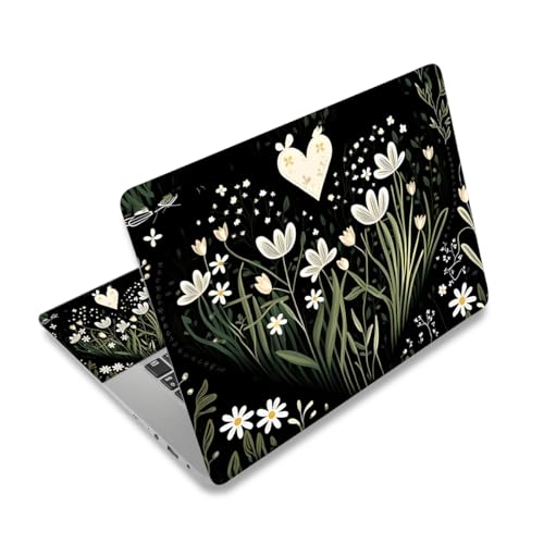 12.1 13 13.3 14 15.4 15.6 Inches Laptop Sticker Skin Decal, Netbook Skins-Decals for Notebook PC, Universal Reusable Vinyl Laptop Decor Cover, Waterproof Art Protector I Black White Flower - color: Black White Flower