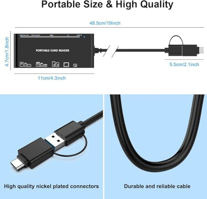 7-in-1 USB-C Memory Card Reader – Multi Card Reader for SD, Micro SD, CF, XD & MS, USB 3.0 Plug and Play for PC & Mac