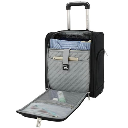 French Connection 16" Underseat Carry-On Luggage with USB/USB-C Ports, Black - color: Black