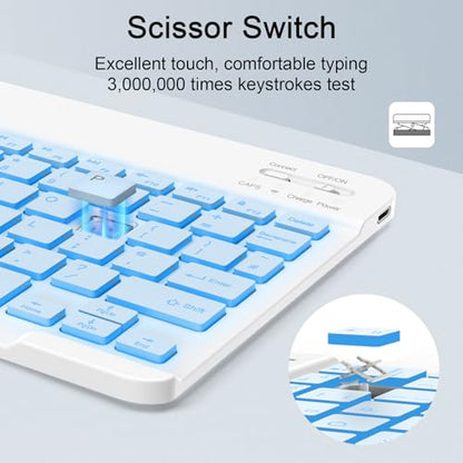 Wireless Keyboard And Mouse Combo, Rechargeable Bluetooth Keyboard & Mouse with 7 Color Backlit and 2.4 GHz Wireless USB Receiver, Compatible with Phone, iPad, PC, Laptop, Windows/iOS/Android, Blue - color: Blue+Backlight