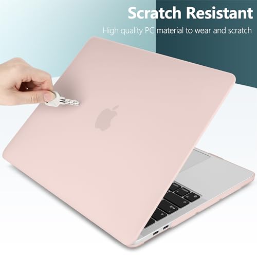 for MacBook Pro 13 inch Case 2023 2022 2021 2020 Release Model: A2338 M2/M1 A2289 A2251 with Touch Bar & Touch ID, Frosted Matte Plastic Hard Shell Case & Keyboard Cover, Chalk Pink - color: Chalk Pink