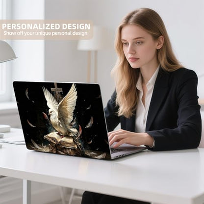Universal Laptop Skin Sticker for 12/13/14/15.6 Inch Laptops, Reusable Vinyl Laptop Decal Cover, Waterproof Scratch Resistant Notebook Skin with 2 Wrist Pads,Dove Ancient Books - color: Dove Ancient Books