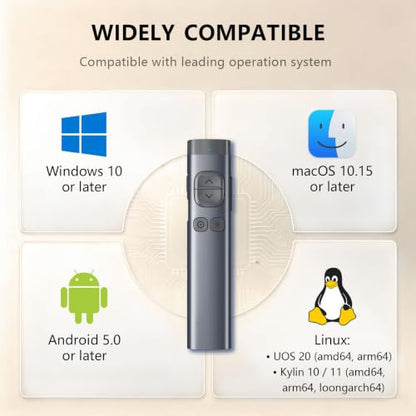N97s Presentation Clicker for Powerpoint Presentations with Digital Pointer | Green Laser, Metal Housing, Magnifier/Highlight/Mouse Left Click, TV Screen & Projector Clicker, Built-in Storage Receiver - color: Green - BLE&USB-A