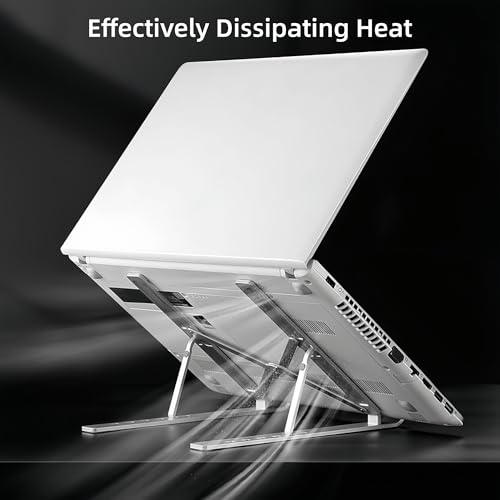 Aluminum Foldable Laptop Stand for Desk, Tablets and 10-17" Laptops | Portable Notebook Stand Computer Holder Adjustable Riser for MacBook Air/Pro/Neo, iPads, Tablets, More Laptops