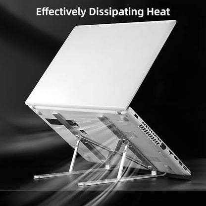 Aluminum Foldable Laptop Stand for Desk, Tablets and 10-17" Laptops | Portable Notebook Stand Computer Holder Adjustable Riser for MacBook Air/Pro/Neo, iPads, Tablets, More Laptops