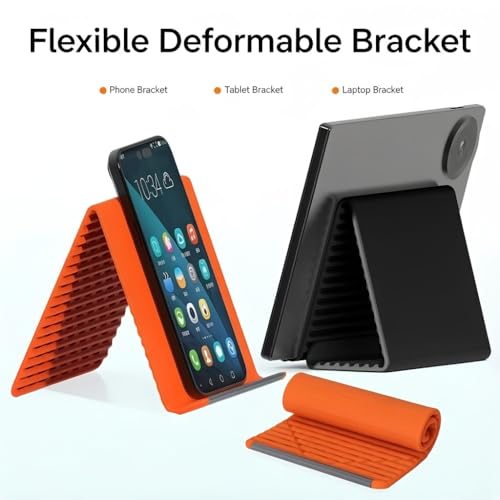 Foldable Stand with Inner Aluminum Sheet, Compatible with Phones, Tablets, and Laptops (Orange) - color: orange