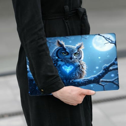 Laptop Skin Sticker Decal 12" 13" 13.3" 14" 15" 15.6",Waterproof Scratch Resistant Vinyl,Reusable Easy to Apply,for MacBook HP Dell Notebooks Netbooks Laptop,2 Wrist Pads,Blue Owl Snow - color: Blue Owl Snow