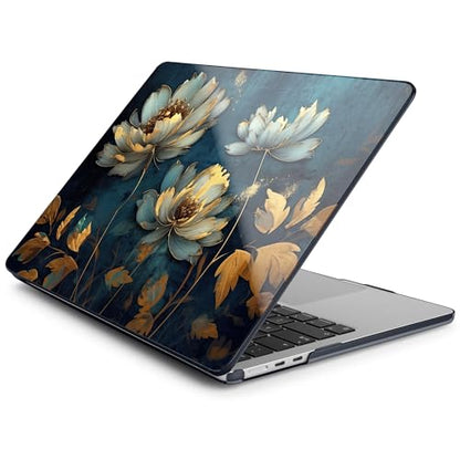 Batianda Case for MacBook Air 15" with M5 M4 M3 M2 Chip, Blooming Flowers | 4-in-1 set with artistic dark peacock flower design, lightweight slim hard shell protection for office women,girls - color: Blooming Flowers