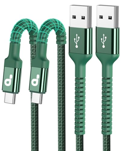 USB to USB C Cable Fast Charging 3FT, 2Pack USB A to USB C Charger Cord | Upgraded Extra Durable Braided USBC Cable Compatible with iPhone 17 16 15 Pro Max,Samsung Galaxy S10 S9 Plus and More -Green - color: Green, size: 3FT, style: USB A to USB C