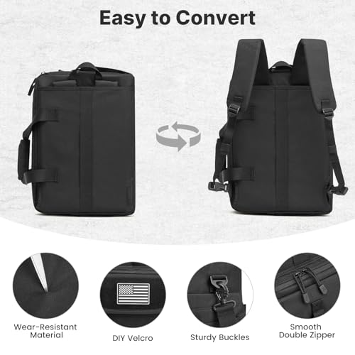 G4Free 17.3 Inch Laptop Messenger Bag for Men, 3-in-1 Backpack for Travel Work Weekender, Large Tactical Shoulder Bag - color: Black