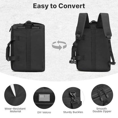 G4Free 17.3 Inch Laptop Messenger Bag for Men, 3-in-1 Backpack for Travel Work Weekender, Large Tactical Shoulder Bag - color: Black
