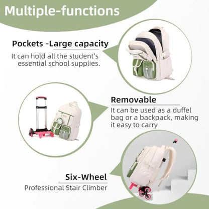 Mfikaryi Kids Rolling Backpack for Girls Boys, Wheeled School Bag Bookbag Kids Backpack with 2 Wheels - color: Two Wheels-purple, style: Two Wheels
