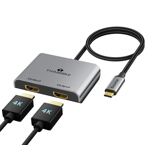 USB C to Dual HDMI Adapter (4K@60Hz) Type C (Source) to HDMI(Display) Splitter and USB C Converter Supports Extended Display of Dual Monitors, for MacBook, LenovoYoga, Thinkpad, Dell XPS,etc - size: 31cm