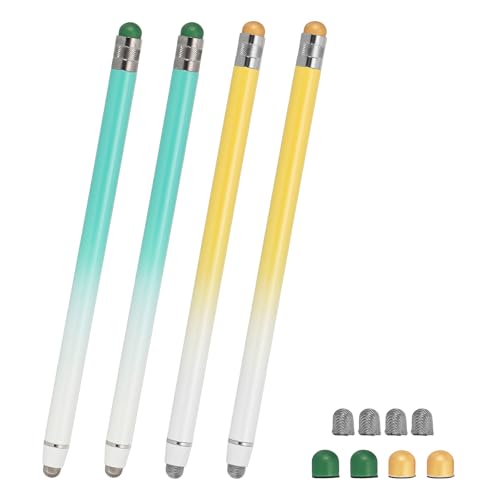 PATIKIL 4 Pcs Stylus Pens for Touch Screens, 2 in 1 High Sensitivity Universal Pen Capacitive Stylus for Phone Tablets Laptop Touch Screen Devices, Green Yellow - color: Green Yellow
